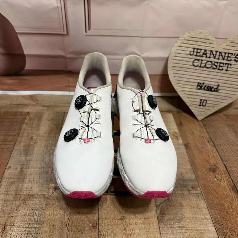 G/Fore G/Drive Golf Shoes Snow White Pink Men's Size 14 PRAY FOR BIRDIES